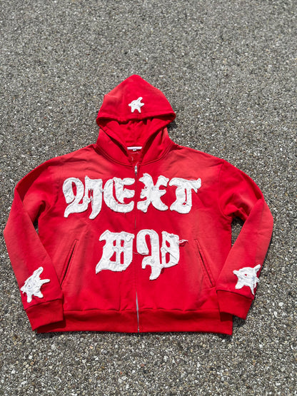 NEXT UP- "ALL EYES ON ME" ZIP-UP HOODIES (SUNFADE RED)
