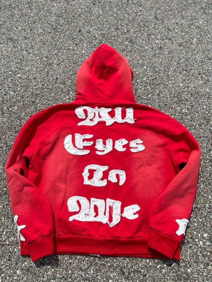 NEXT UP- "ALL EYES ON ME" ZIP-UP HOODIES (SUNFADE RED)